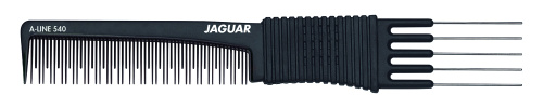 Расчёска для тупирования с вилообразной рукояткой черная, 19,1 см JAGUAR A540