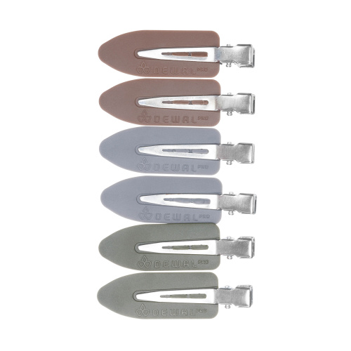 Зажим для волос "Лепесток", пластик, 6 см 6 шт/уп  DEWAL CL23brown/green/grey