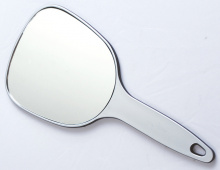 Зеркало косметическое серебристое с ручкой (12 х 15 см)
