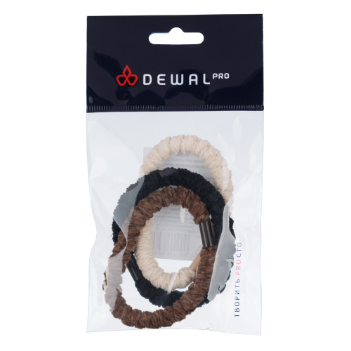 Резинки для волос, бежевый/коричневый/черный 3шт/уп DEWAL RE044